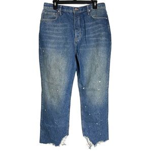 Free People Raw Hem High Rise Distressed Jeans  With Button Fly NWOT